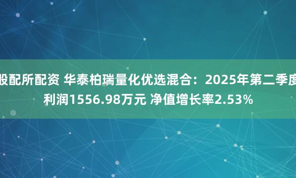 股配所配资 华泰柏瑞量化优选混合：2025年第二季度利润1556.98万元 净值增长率2.53%